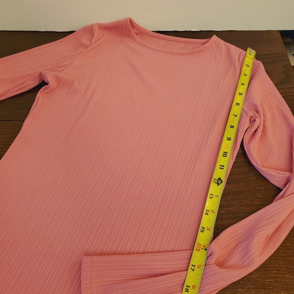 Women Maxi Dress Size M Pink Knit Long Sleeve Bodycon Stretch Stylish‎ Pullover - Picture 5 of 16